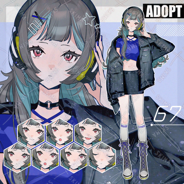 【ADOPT】デニムジャケットの女性/表情8種