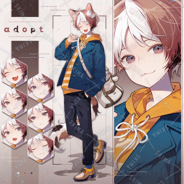 【adopt】表情7種＋獣耳尻尾＋バッグ