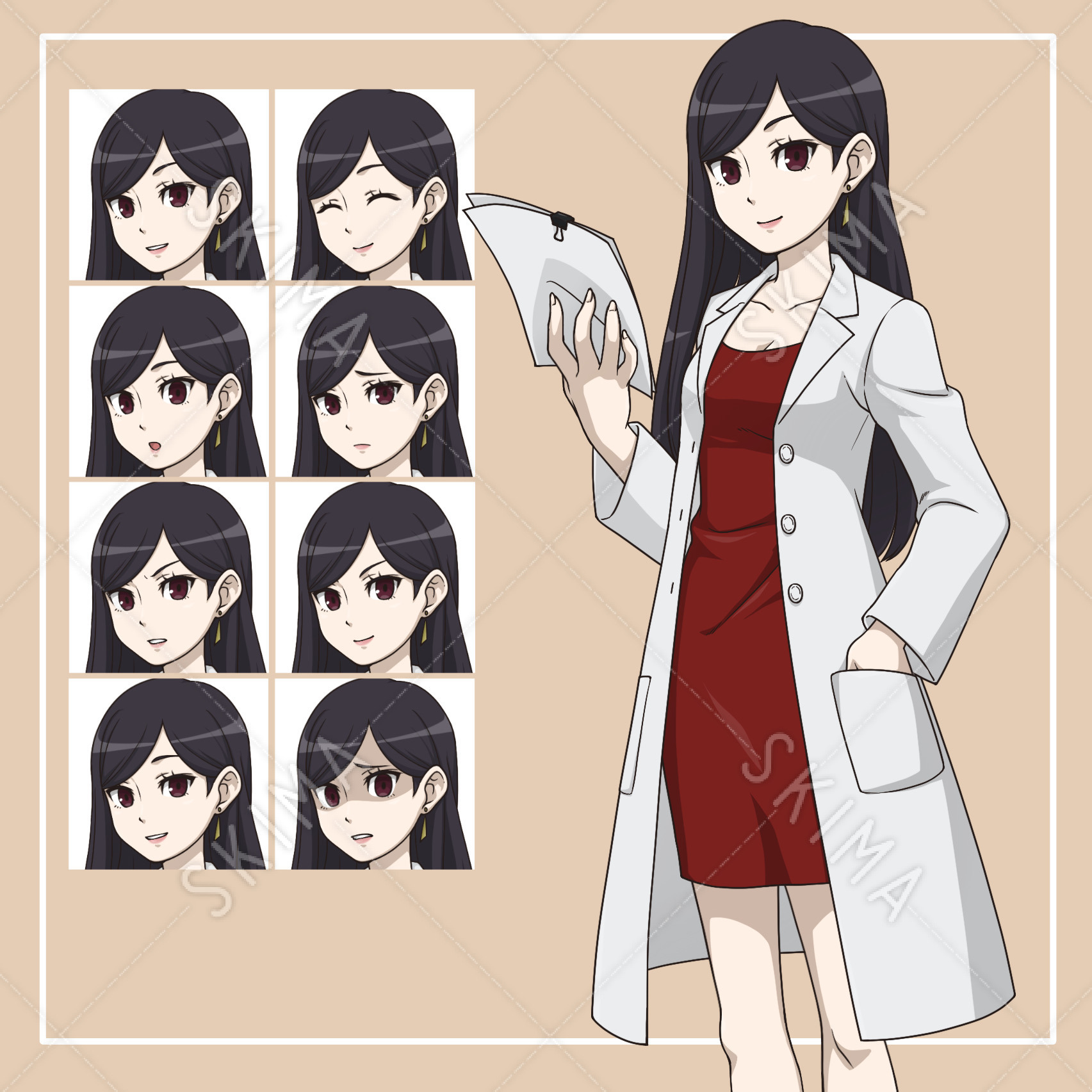 白衣の女性 表情9種 スキマ スキルのオーダーメイドマーケット Skima