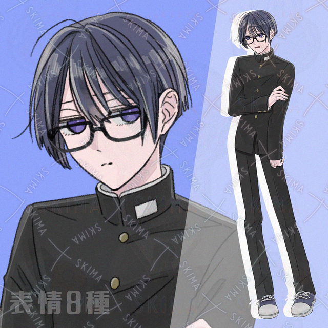 学ラン＆メガネキャラクター立ち絵
