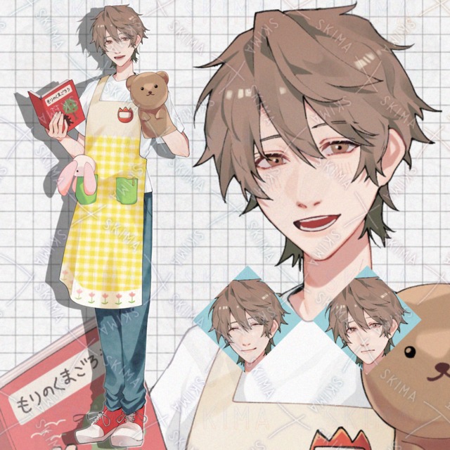 保育士風の男性【表情8種】