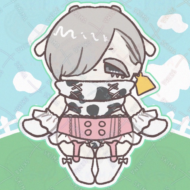 牛のお姉さん🐄デフォルメキャラ ミニキャラ ちびキャラ