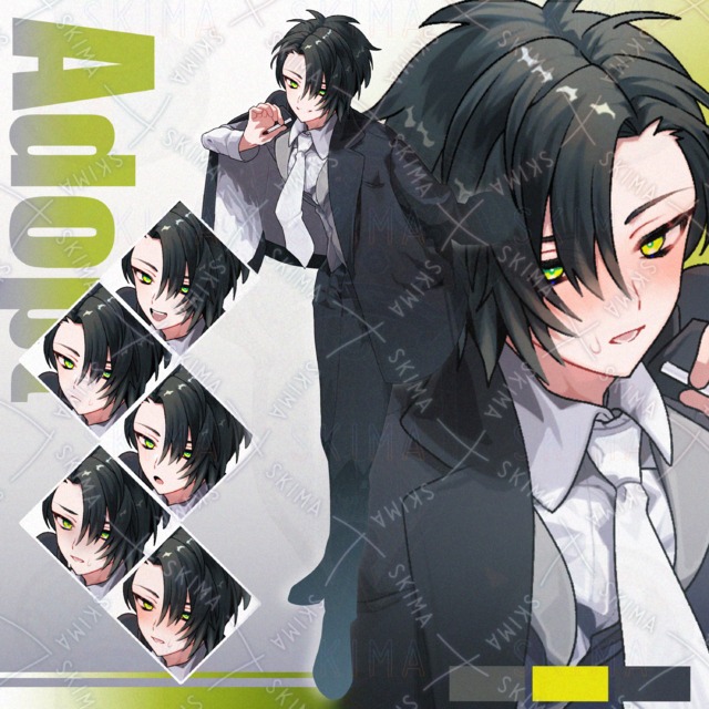 黒髪のスーツの男性【表情6種】