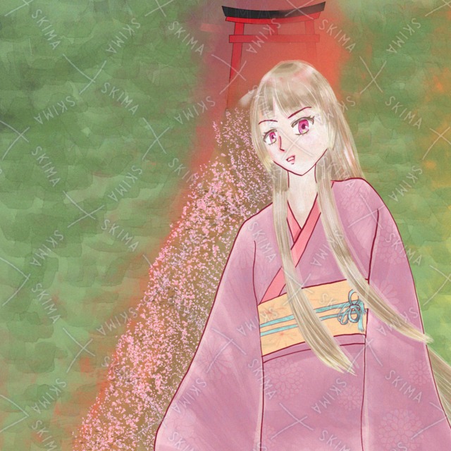 （既製品）桜舞う和風美人/SNSアイコンや挿絵