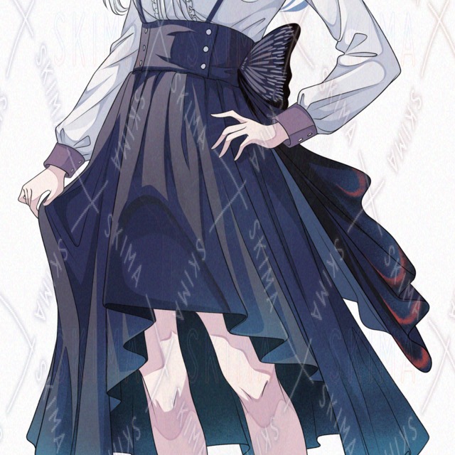 Image 6 of Backlight & 6 kinds of facial expressions] Girl with black swallowtail motif [Transparent PNG].