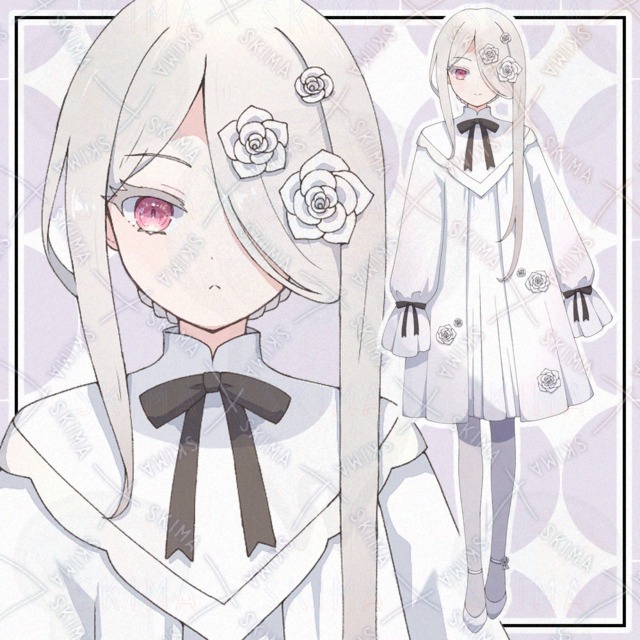 【adopt】白薔薇メカクレの子【表情9種】