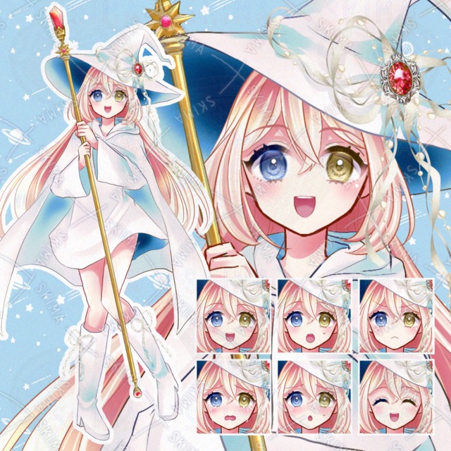 【Adopt】白魔女/魔道士風の女の子【表情6種】