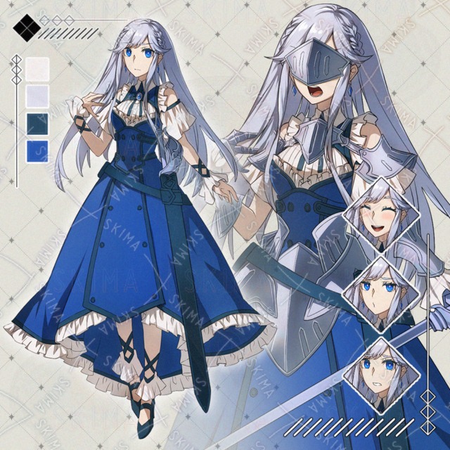 蒼銀の女騎士【表情9種】