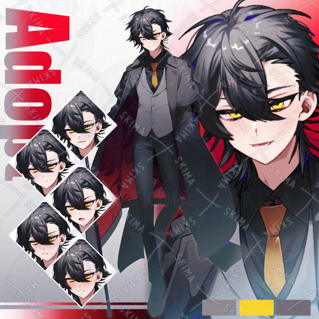 黒コートの男性【表情6種】