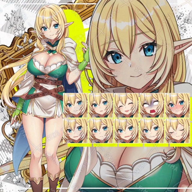 【表情10種】優しい雰囲気のエルフ冒険者