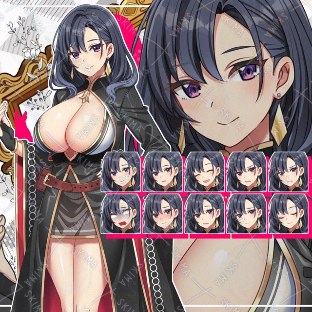 【表情10種】セクシーだけど親しみやすい雰囲気の魔導士風お姉さん