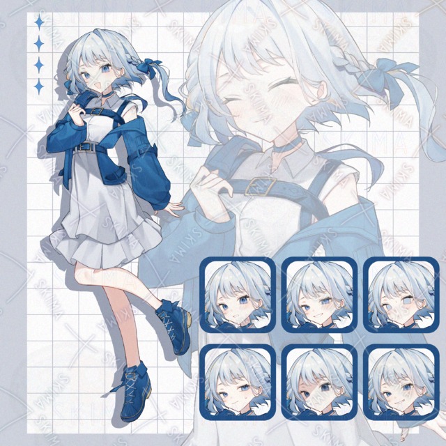 adpt 青基調の女性キャラ【表情10種】