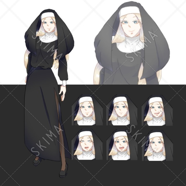 金髪シスター　表情差分6種類