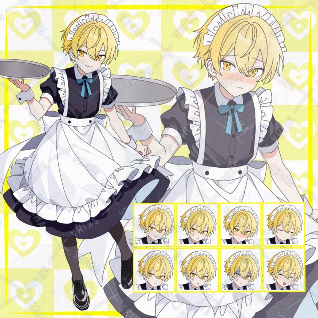 立ち絵 メイド ショタ 男の子 【表情差分8種】