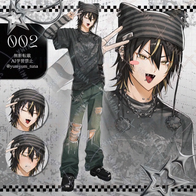【表情差分6種】adopt002_パンクファッションな男の子