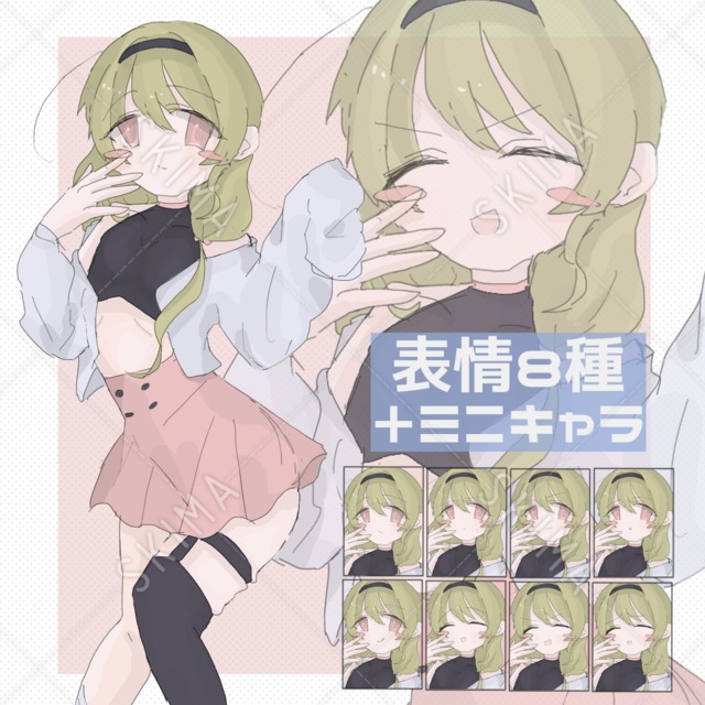 金髪下ツインテール【表情8種】