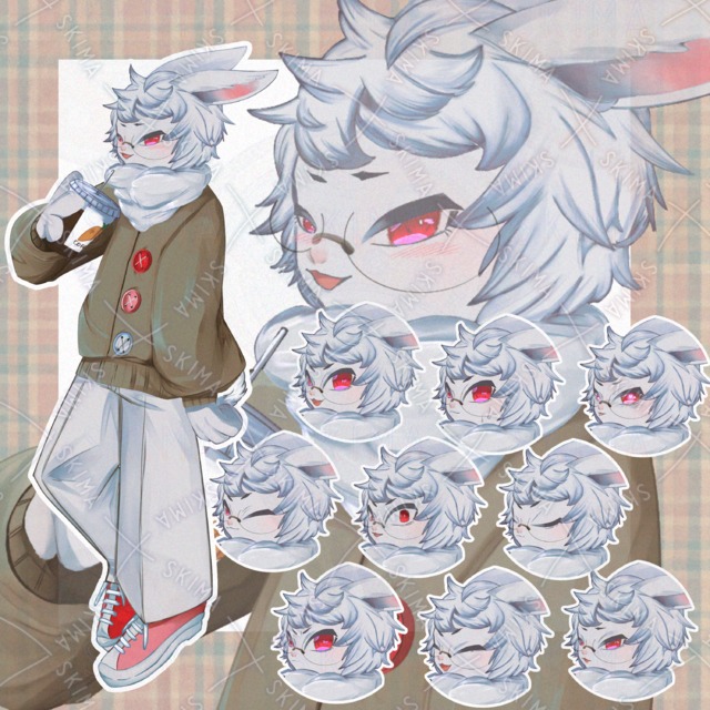 【表情10種】うさぎの男の子