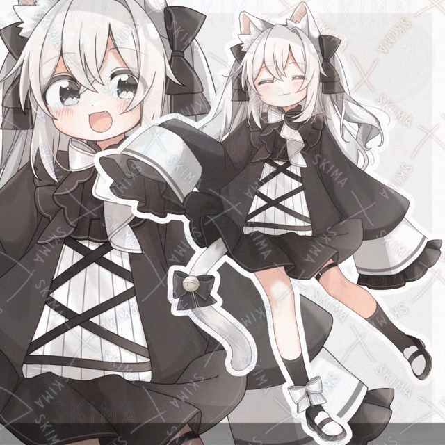 モノクロ白髪猫耳ロリっ子