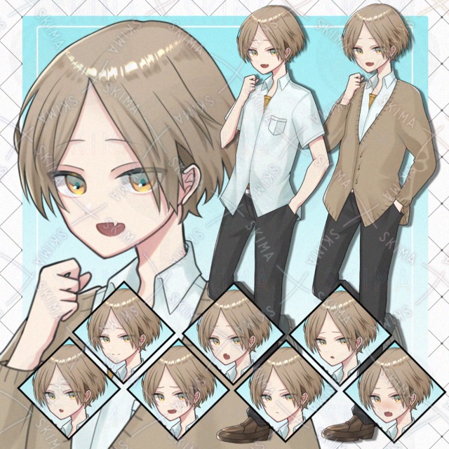 学制服の少年（表情差分8種+小物1種）