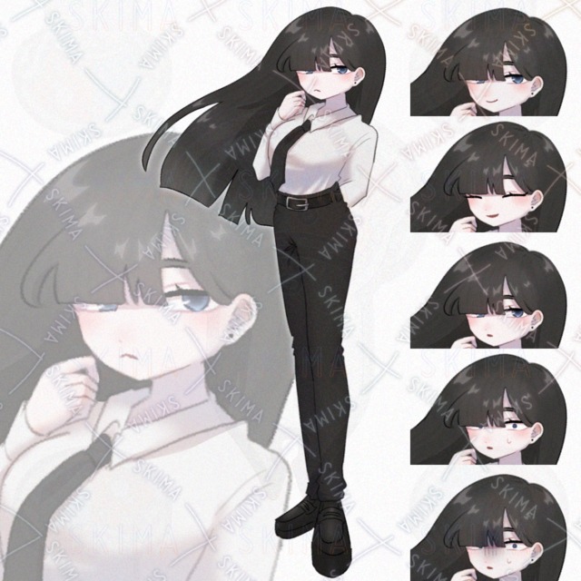 黒髪青目のクールな女性