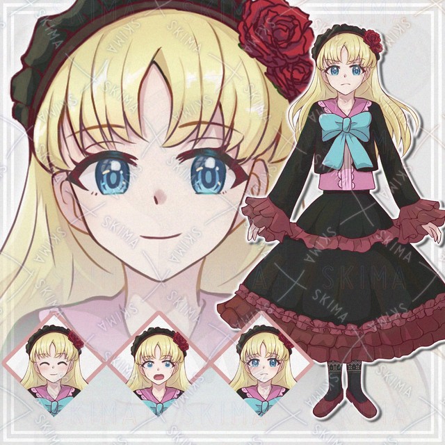 【表情8種】薔薇ドレスの女の子【立ち絵】