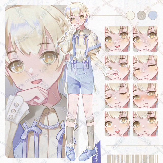 真珠色の子立ち絵【表情８種】