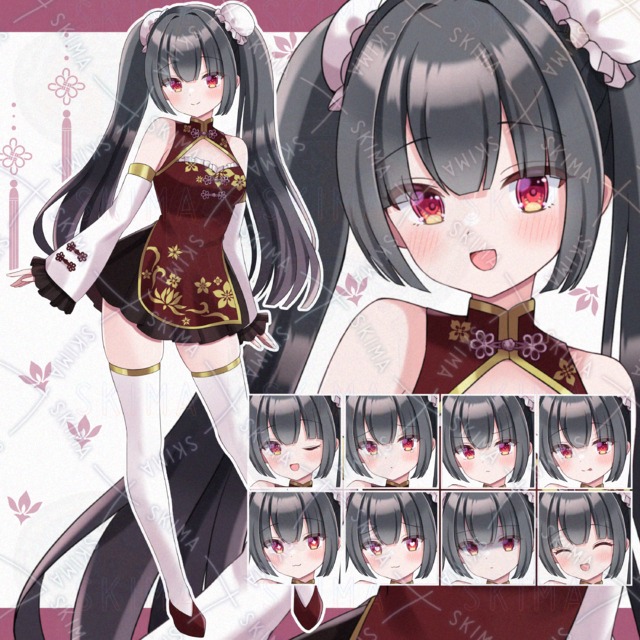 【表情１０種】チャイナ服の女の子