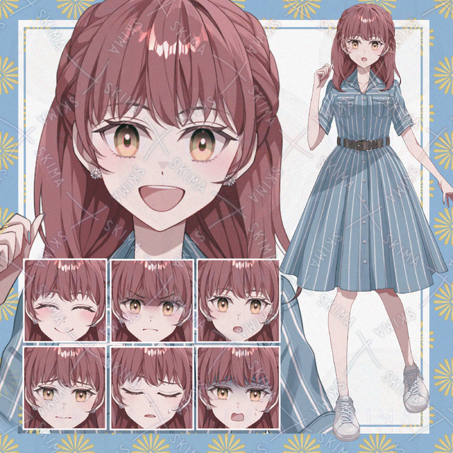 【表情７種】赤髪の女の子