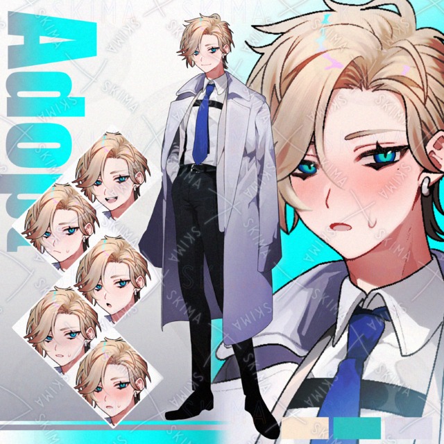 白コートの男性【表情6種】