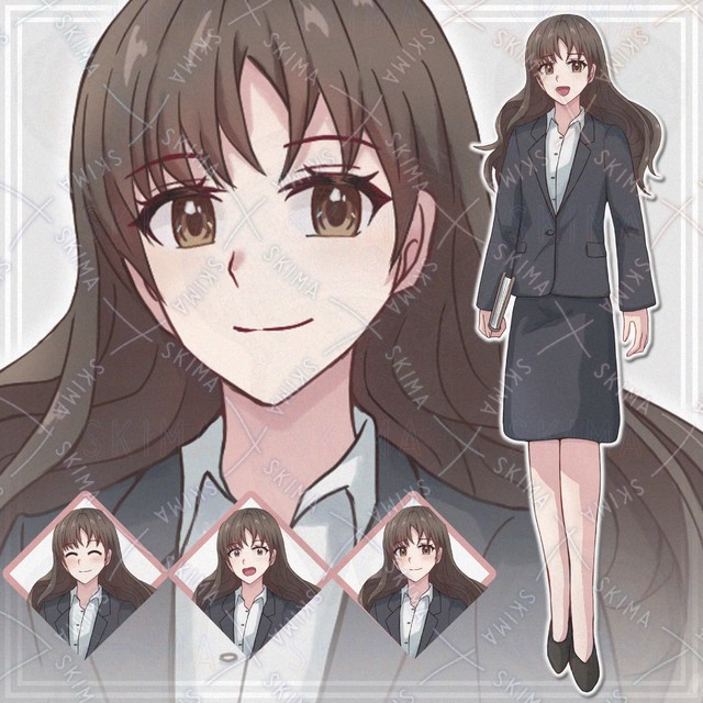 【表情8種】スーツ姿の女性【立ち絵】