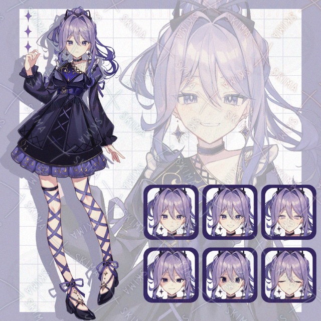 adpt 黒紫基調の女性キャラ【表情10種】