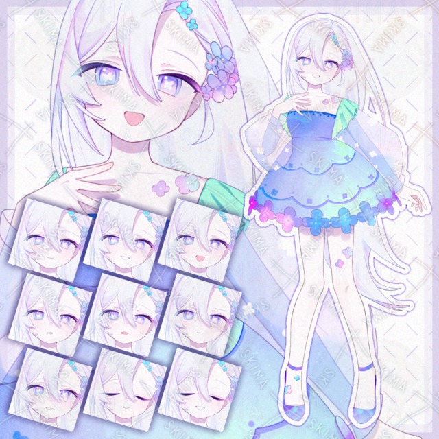 【adopt】少女キャラクター立ち絵【表情差分9種】