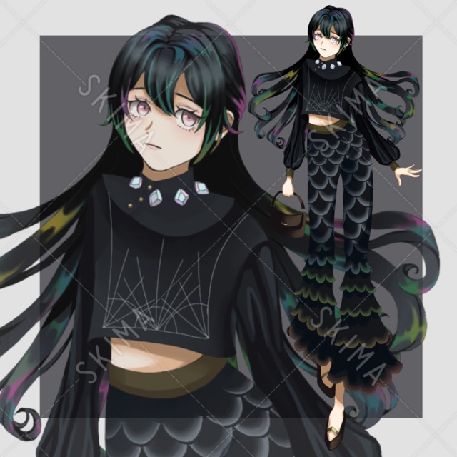 表情5種 黒ベースの女の子