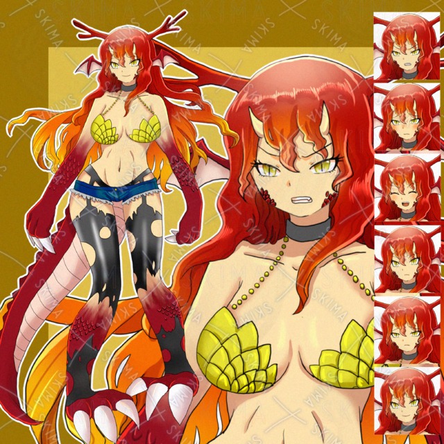 ドラゴン娘🌸表情差分１０個