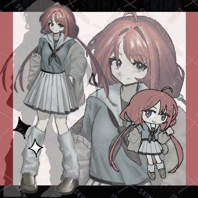 赤髪おさげセーラー女子学生