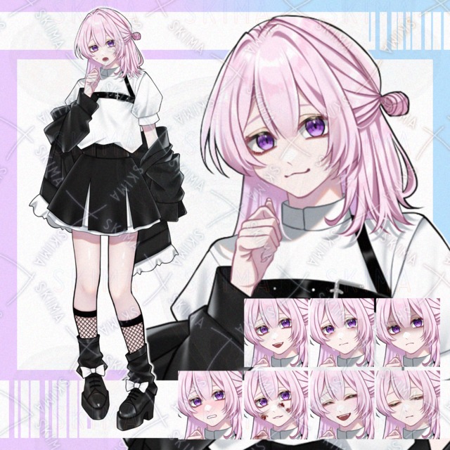 【立ち絵】女の子/ピンク髪【表情9種】