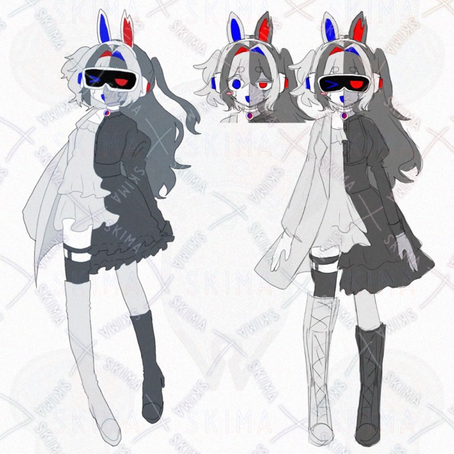 【キャラデザ】モノクロ×サイバー×ハーフ×うさちゃん