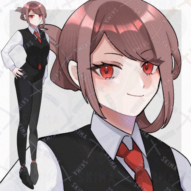 ベストの女性【表情5種】