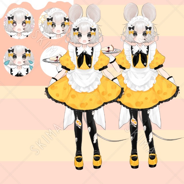 ネズミちゃん。初心者向けLive2D用振り分け済・差分ありデータ