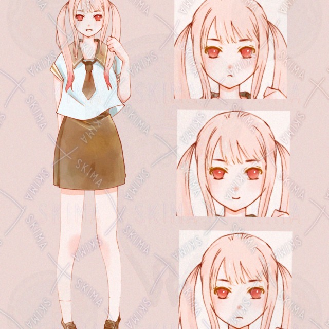 立ち絵制服女子高生・表情差分4種