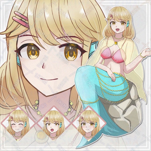 【表情8種】金髪人魚の女の子【立ち絵】