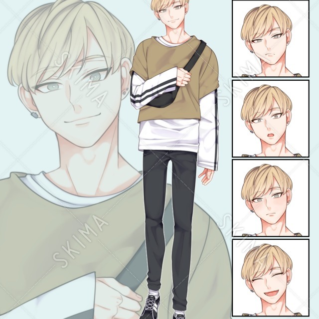 現代風金髪男子（表情5種類）