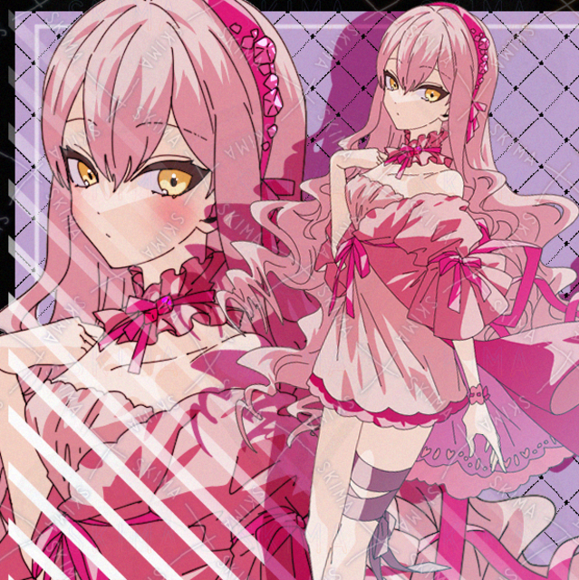 女の子　レース　ファンタジー　女子　ピンク髪　ロング