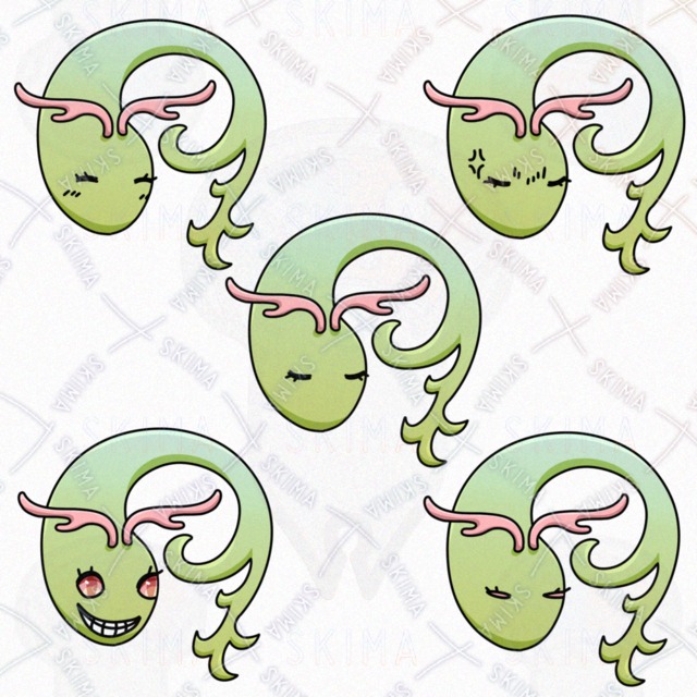 つのの生えた謎の生き物 (表情５種)
