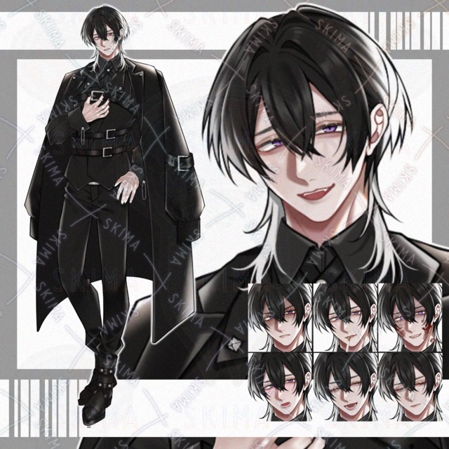 【立ち絵】ｺﾞｼｯｸ風/男性ｷｬﾗ【表情9種】