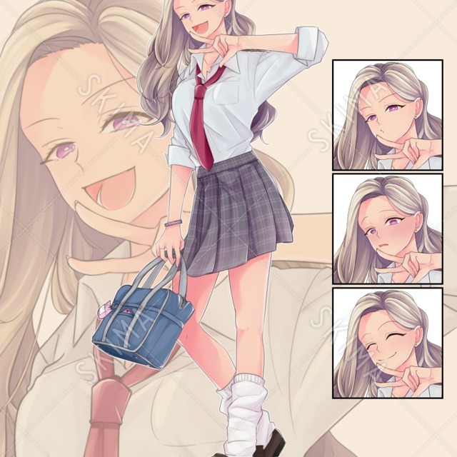 金髪ギャル女子学生（表情4種類）