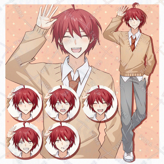 【表情差分５種】赤髪の男子高校生
