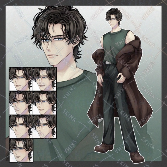 黒髪男性立ち絵【表情7種】