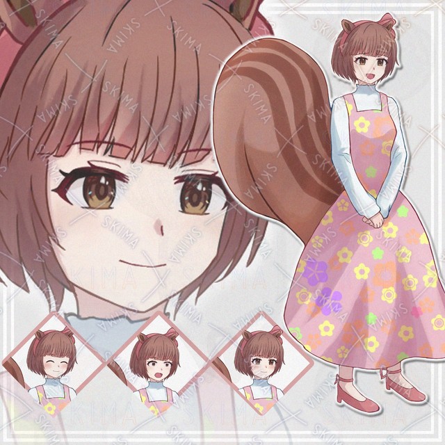 9月30日までSALE【表情8種】茶髪のリスの女の子【立ち絵】