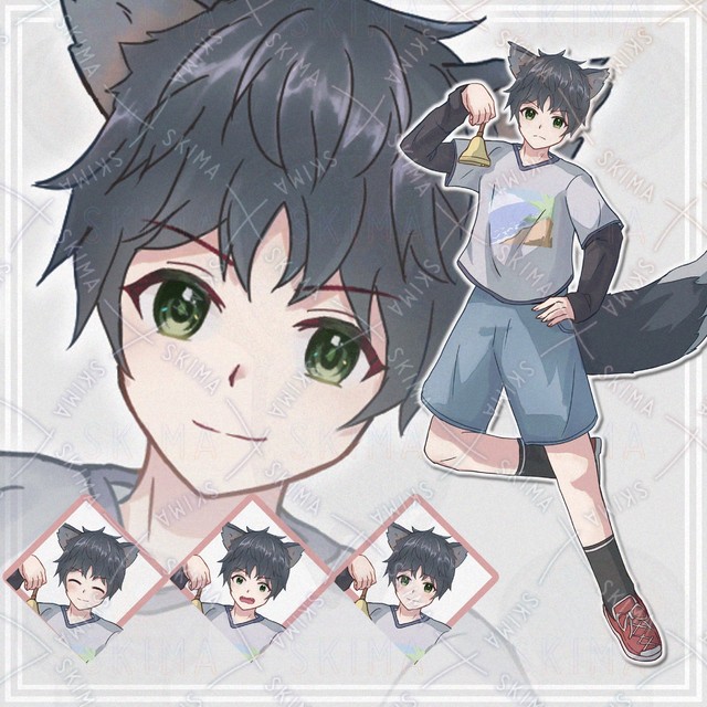 9月30日までSALE【表情8種】黒髪ケモ耳男の子【立ち絵】